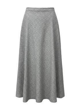 Textured Grey A-Line Midi Skirt Stretch Waist Classic Neutral Size M and XL